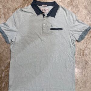 Penguin by Munsingwear Light Blue Striped Polo Men’s XL Slim Fit Chambray